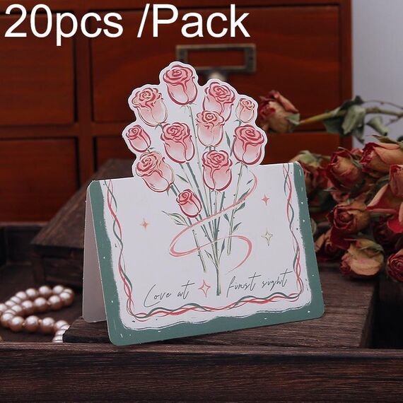 20 pezzi/confezione biglietto di auguri di San Valentino con rosa tridimensionale biglietto di auguri per la festa della mamma (05)