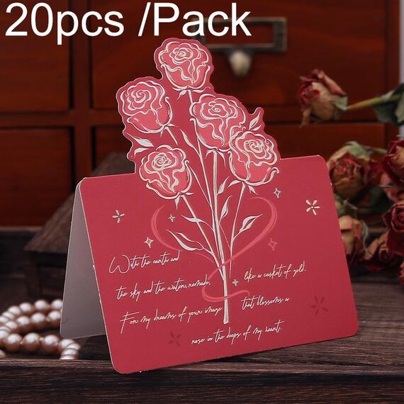 20 pezzi/confezione biglietto di auguri di San Valentino con rosa tridimensionale biglietto di auguri per la festa della mamma (06)