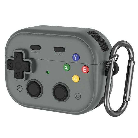 Per AirPods 4 Earbuds Cover Custodia protettiva per console di gioco retrò con design a serratura (grigio)