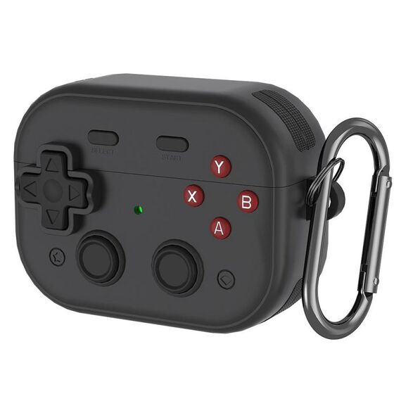 Per AirPods Pro 2 Earbuds Cover Custodia protettiva per console di gioco retrò con design a serratura (nero)