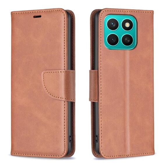 Per Honor X8c 4G Custodia per telefono in pelle di agnello con texture a flip di colore puro (marrone)