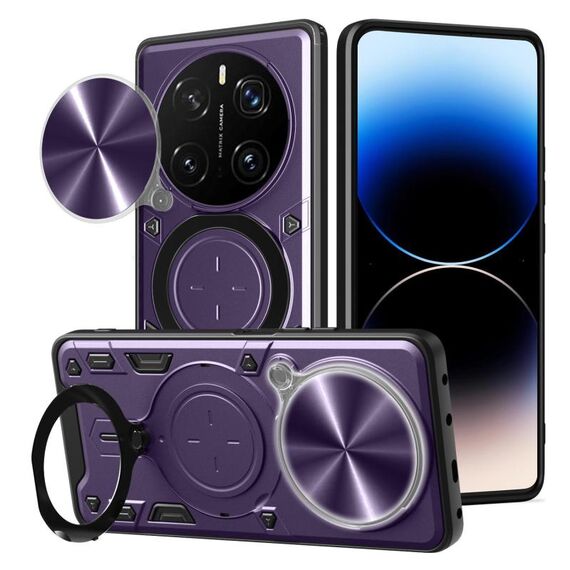 Per Honor Magic7 Pro CD Texture Custodia per telefono con supporto magnetico scorrevole Camshield (viola)