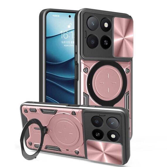 Per Honor X5b Plus / X5b 4G CD Texture Custodia per telefono con supporto magnetico scorrevole Camshield (rosa)
