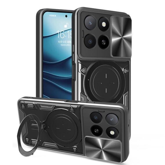 Per Honor X5b Plus / X5b 4G CD Texture Custodia per telefono con supporto magnetico scorrevole Camshield (nero)