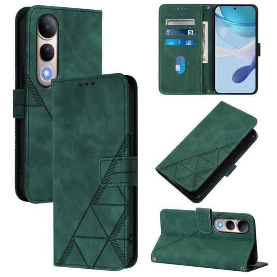 Custodia a tracolla in pelle con stampa 3D per vivo V50 Lite 5G (verde)
