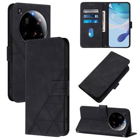 Custodia a tracolla in pelle con stampa 3D per Xiaomi 15 Ultra (nera)