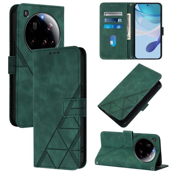 Custodia a tracolla in pelle con stampa 3D per Xiaomi 15 Ultra (verde)