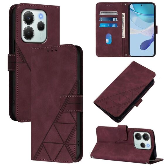 Custodia a tracolla in pelle con stampa 3D per Redmi Note 14 4G EU da 164,84 mm (rosso vino)