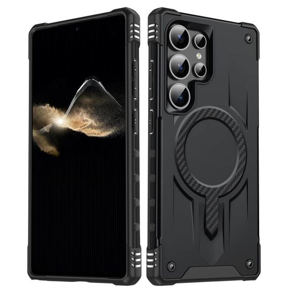 Per Samsung Galaxy S23 Ultra 5G Straship Custodia per telefono ibrida in TPU magnetico per PC (nero)