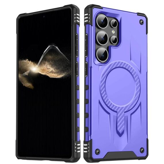 Per Samsung Galaxy S25 Ultra 5G Straship Custodia per telefono ibrida in TPU magnetico per PC (viola)