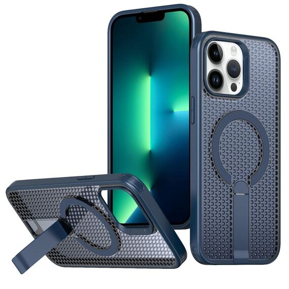 Per iPhone 13 Pro Max / 12 Pro Max Custodia per telefono con supporto MagSafe a nido d'ape (blu)