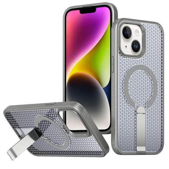 Per iPhone 14/13 Custodia per telefono con supporto MagSafe a nido d'ape (grigio titanio)