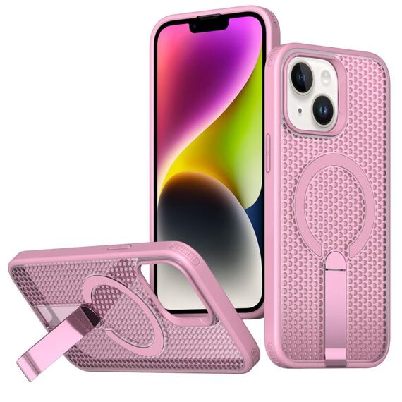 Per iPhone 14/13 Custodia per telefono con supporto MagSafe a nido d'ape (rosa)