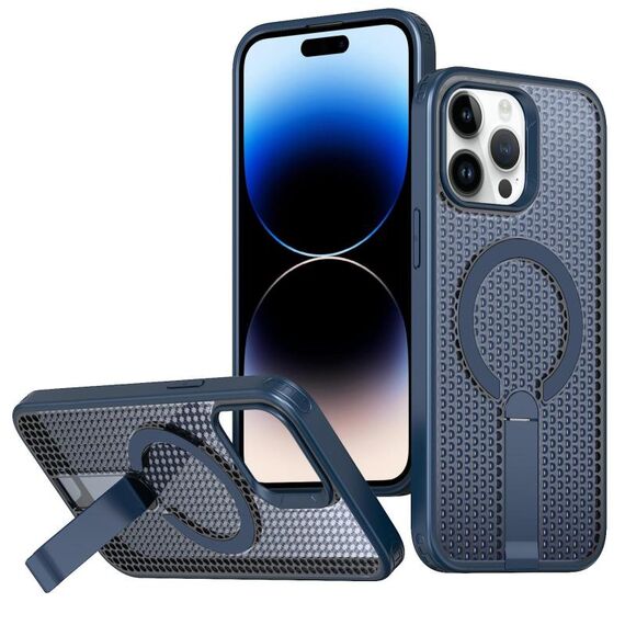 Per iPhone 14 Pro Max Custodia per telefono con supporto MagSafe a nido d'ape (blu)