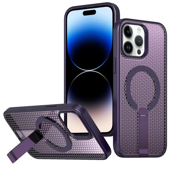 Per iPhone 14 Pro Max Custodia per telefono con supporto MagSafe a nido d'ape (viola)