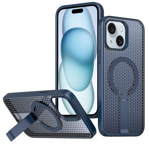 Per iPhone 15 Custodia per telefono con supporto MagSafe a nido d'ape (blu)