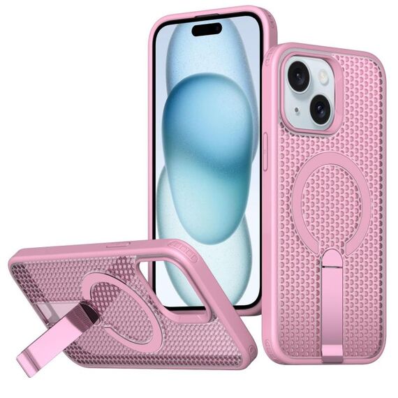 Per iPhone 15 Custodia per telefono con supporto MagSafe a nido d'ape (rosa)