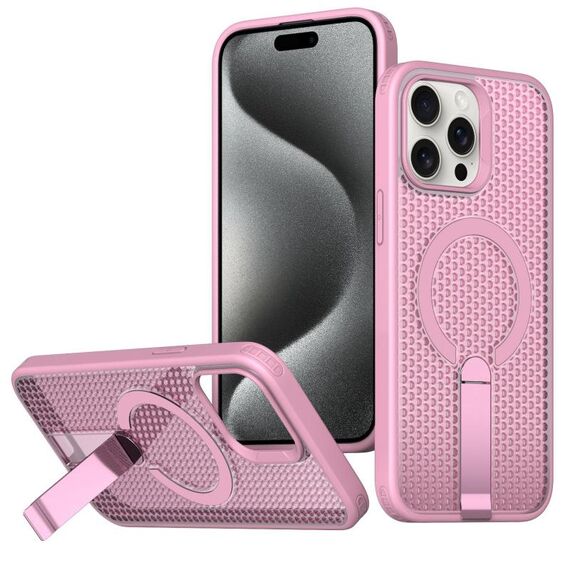 Per iPhone 15 Pro Honeycomb Cooling MagSafe Holder Custodia per telefono (rosa)