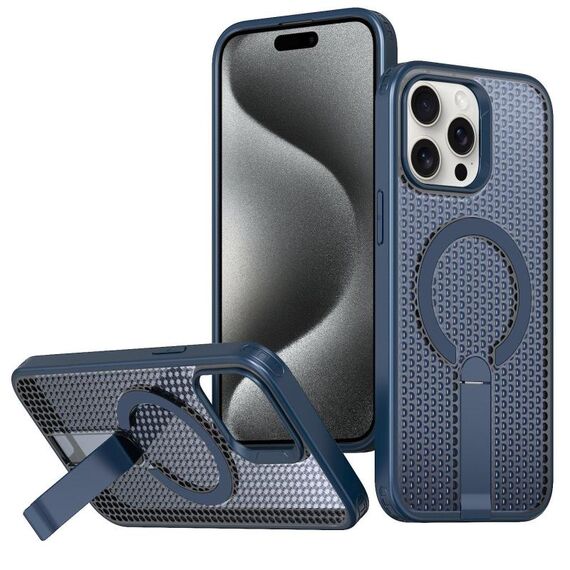 Per iPhone 15 Pro Max Custodia per telefono con supporto MagSafe a nido d'ape (blu)
