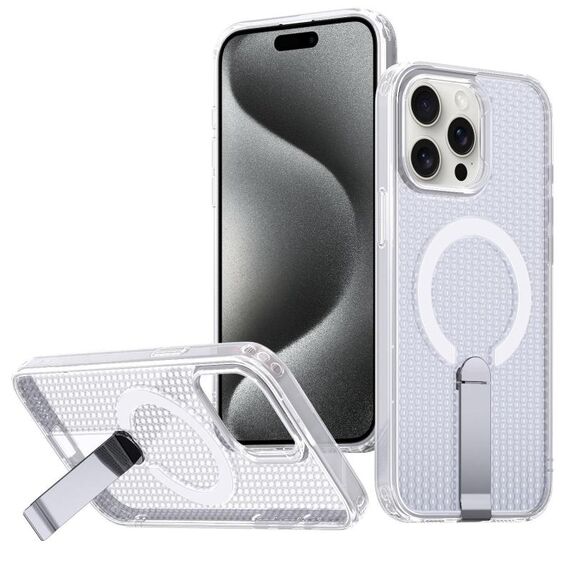 Per iPhone 15 Pro Max Custodia per telefono con supporto MagSafe a nido d'ape (trasparente satinato)