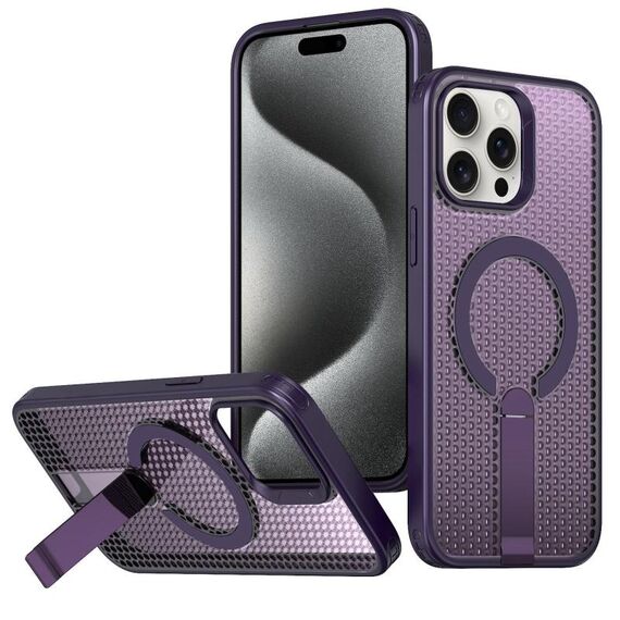 Per iPhone 15 Pro Max Custodia per telefono con supporto MagSafe a nido d'ape (viola)