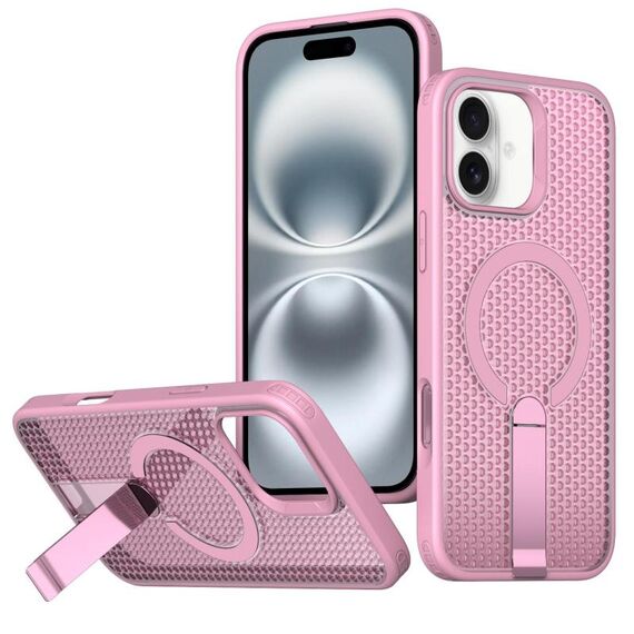 Per iPhone 16 Custodia per telefono con supporto MagSafe a nido d'ape (rosa)