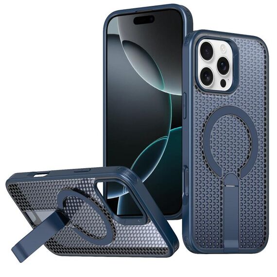 Per iPhone 16 Pro Max Custodia per telefono con supporto MagSafe a nido d'ape (blu)