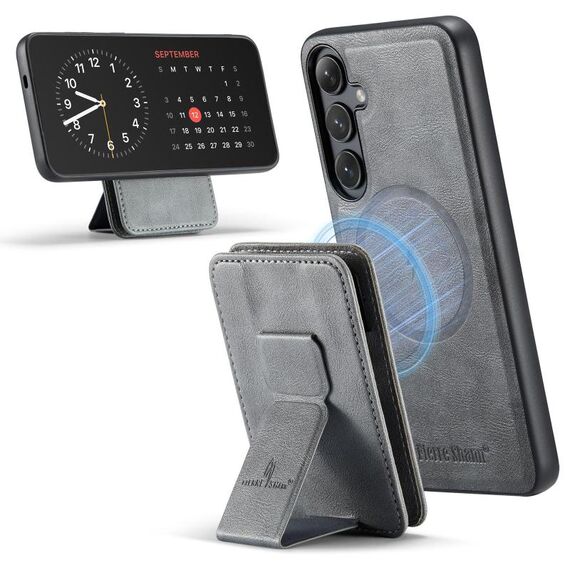 Per Samsung Galaxy S24 FE 5G Fierre Shann FS028 MagSafe RFID Card Holder Back Phone Case (grigio)