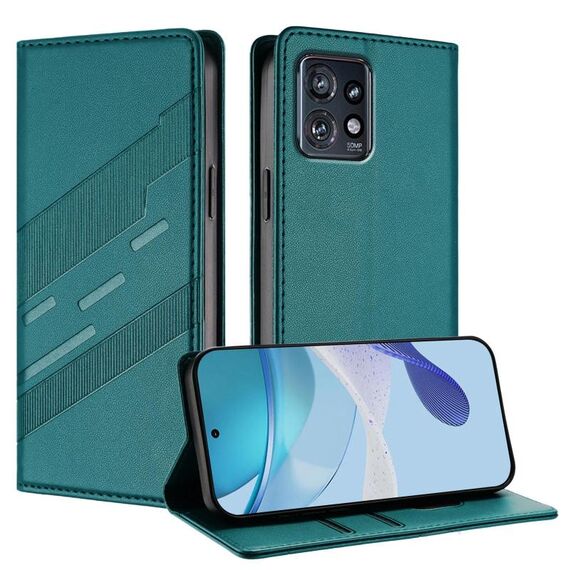 Per Motorola Edge+ 2023 Custodia per telefono in pelle retrò con portafoglio multifunzionale in rilievo (verde scuro)