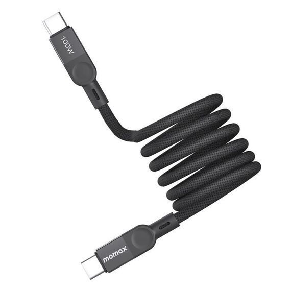 Cavo dati magnetico intrecciato MOMAX DC35 da 100 W USB-C / Tipo-C a USB-C / Tipo-C, lunghezza: 1 m (nero)