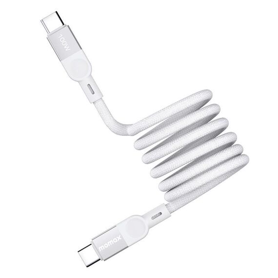 Cavo dati magnetico intrecciato MOMAX DC35 da 100 W USB-C / Tipo-C a USB-C / Tipo-C, lunghezza: 1 m (bianco)
