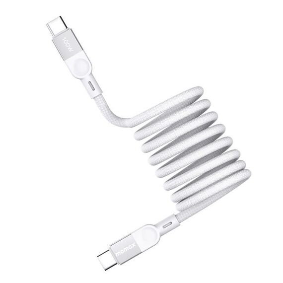 Cavo dati magnetico intrecciato MOMAX DC36 da 100 W USB-C / Tipo-C a USB-C / Tipo-C, lunghezza: 2 m (bianco)