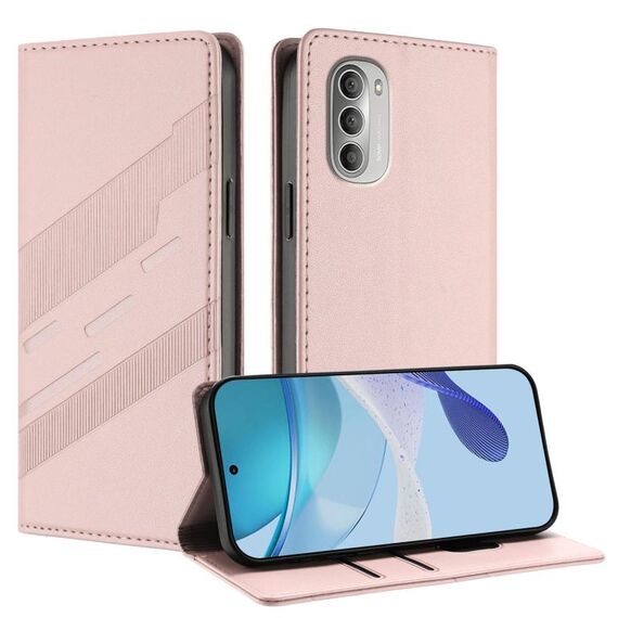 Per Motorola Moto G51 5G Custodia per telefono in pelle retrò con portafoglio multifunzionale in rilievo (rosa)
