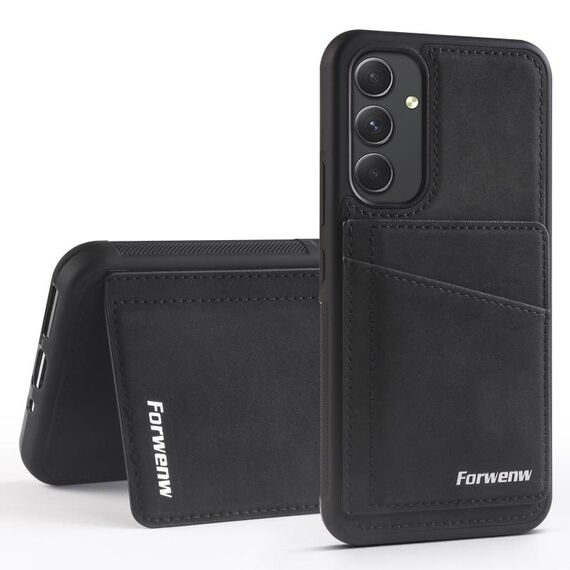 Per Samsung Galaxy A54 5G Forwenw F8 Series 2 in 1 Custodia in pelle con slot per schede magnetiche (nero)