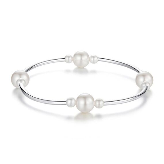 Braccialetto elegante con perline di conchiglia placcato in argento sterling S925 (BSB203)