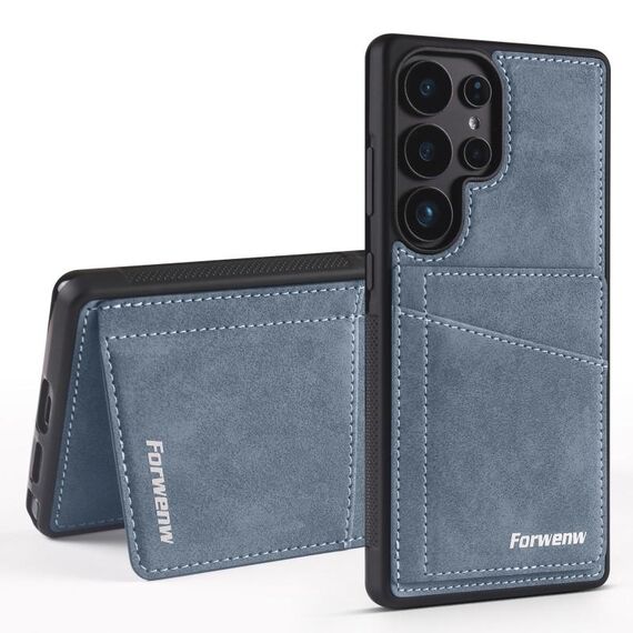 Per Samsung Galaxy S24 Ultra 5G Forwenw F8 Series 2 in 1 Custodia in pelle con slot per schede magnetiche (blu)