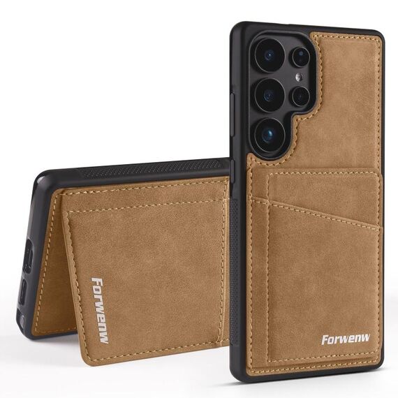 Per Samsung Galaxy S22 Ultra 5G Forwenw F8 Series 2 in 1 Custodia in pelle con slot per schede magnetiche (marrone)