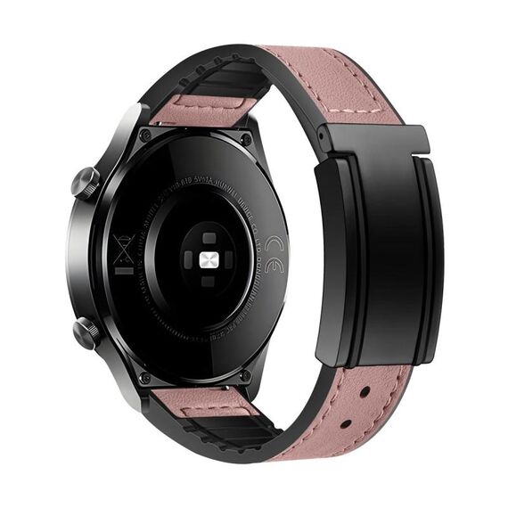 Cinturino per orologio in silicone PU con fibbia magnetica pieghevole a forma di T da 20 mm (rosa)