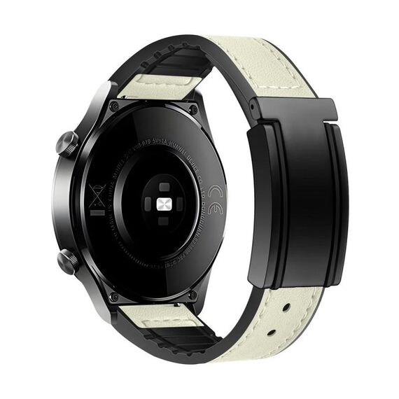 Cinturino per orologio in silicone PU con fibbia magnetica pieghevole a forma di T da 22 mm (bianco crema)