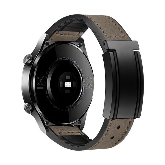 Cinturino per orologio in silicone PU con fibbia magnetica pieghevole a forma di T da 22 mm (marrone)