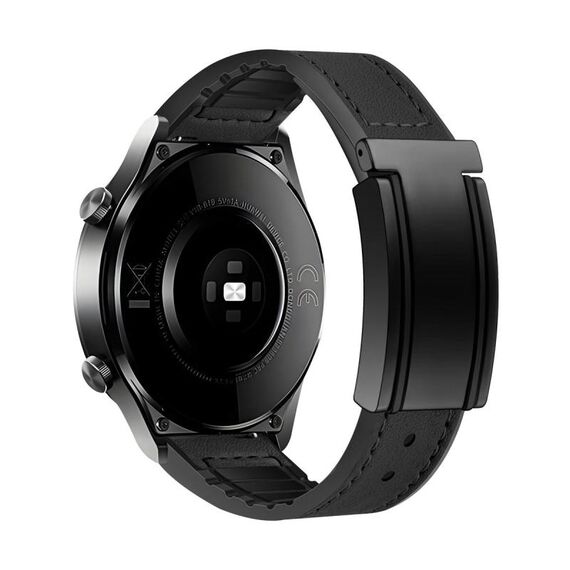 Cinturino per orologio in silicone PU con fibbia magnetica pieghevole a forma di T da 22 mm (nero)