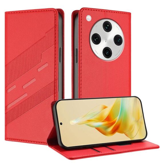 Per OPPO Find X8 Pro Custodia per telefono in pelle retrò con portafoglio multifunzionale in rilievo (rosso)