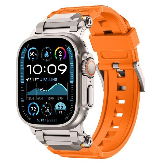 Per Apple Watch 42mm / 41mm / 40mm / 38mm Cinturino per orologio in TPU con connettore in acciaio inossidabile (arancione + titanio)