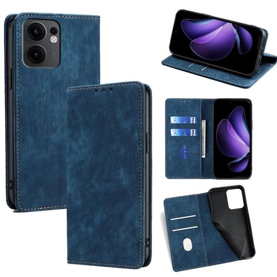 Per OPPO Reno13 F 5G / 4G RFID Antifurto Spazzola Magnetico Custodia in Pelle per Telefono (Blu)