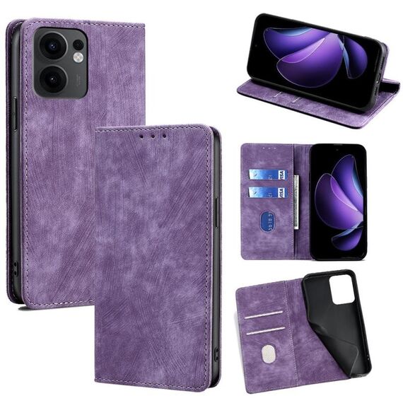 Per OPPO Reno13 F 5G / 4G RFID Antifurto Spazzola Magnetico Custodia in Pelle per Telefono (Viola)