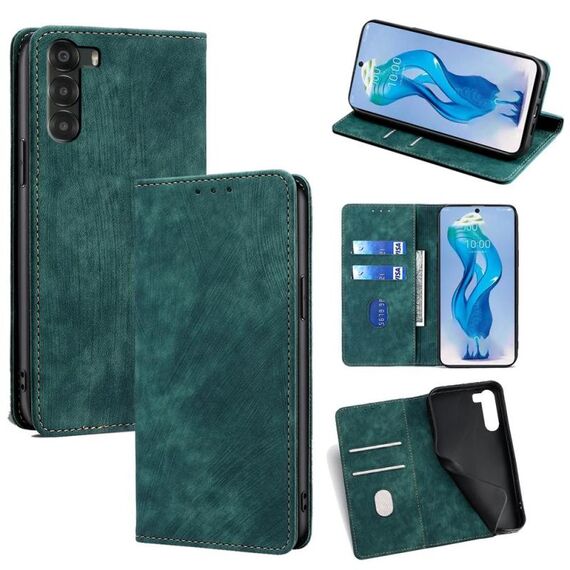Per ZTE nubia S 5G A403ZT RFID Anti-furto Spazzola Magnetico Custodia in Pelle per Telefono (Verde)