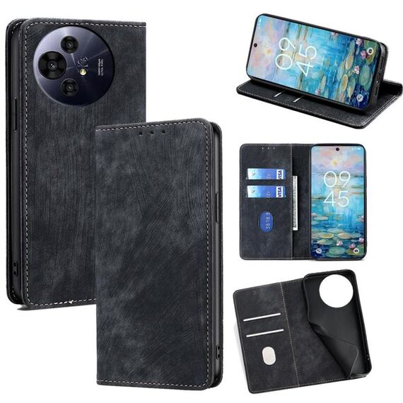 Per TCL 50 NxtPaper 5G RFID Anti-furto Spazzola Magnetico Custodia in Pelle per Telefono (Nero)