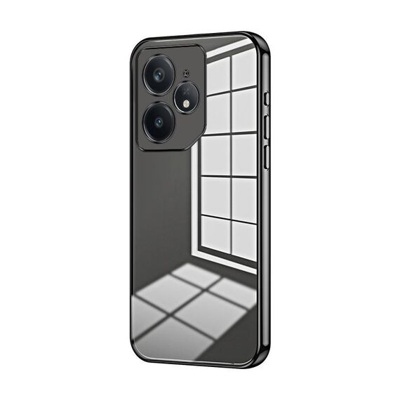 Per Realme Neo7 Custodia per telefono con foro sottile e placcatura trasparente (nero)