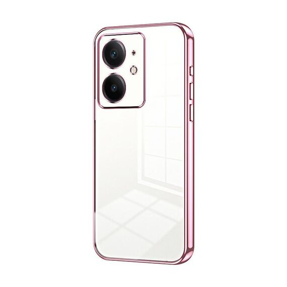 Per Realme Neo7 SE Custodia per telefono con foro sottile e placcatura trasparente (rosa)
