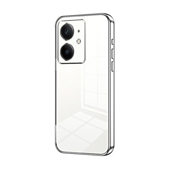 Per Realme Neo7 SE Custodia per telefono con foro sottile e placcatura trasparente (argento)